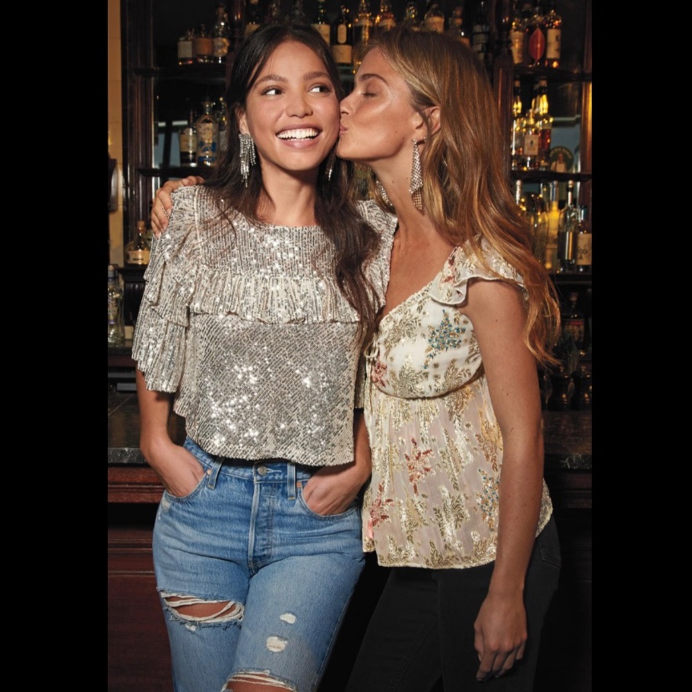 Free People Dance Floor sequin top S